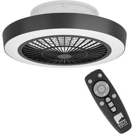 EGLO Deckenventilator mit Beleuchtung Sazan, Ventilator Decke dimmbar mit Fernbedienung, Timer und 3 Geschwindigkeiten, Stahl und Kunststoff in schwarz-weiß, warmweiß - kaltweiß, Ø 54,8 cm