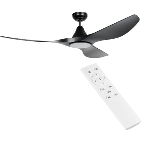 EGLO Deckenventilator Portsea, 3 Flügel Ventilator mit Beleuchtung und Fernbedienung, Sommer Winter Betrieb, Farbwechsel kalt–warmweiß, Kunststoff in Schwarz matt, DC Motor, leise, Ø 132 cm
