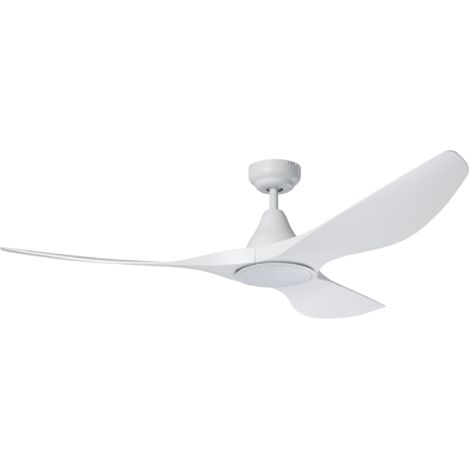 EGLO Deckenventilator Portsea, 3 Flügel Ventilator mit Beleuchtung und Fernbedienung, Sommer Winter Betrieb, Farbwechsel kalt–warmweiß, Kunststoff in Weiß matt, DC Motor, leise, Ø 132 cm