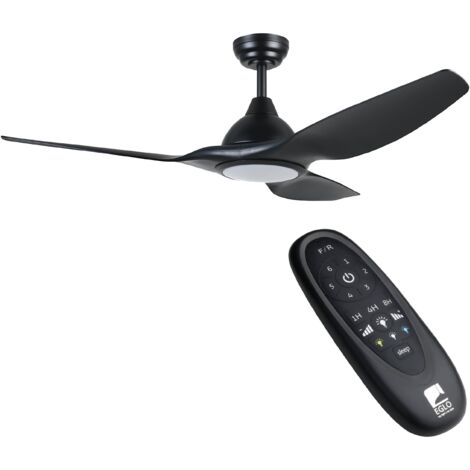 EGLO Deckenventilator Tunitas, 3 Flügel Ventilator mit LED Beleuchtung und Fernbedienung, Sommer Winter Betrieb, Farbwechsel kalt–warmweiß, dimmbar, Metall in Schwarz, DC Motor, leise, Ø 132 cm