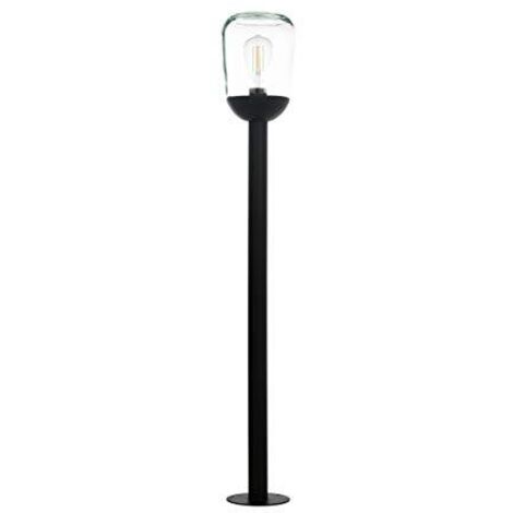 Eglo Donatori Lampada a Stelo da Esterno Vintage, Retrò, in Alluminio Nero e Vetro Trasparente, Lampada da Esterno con Attacco E27. IP44