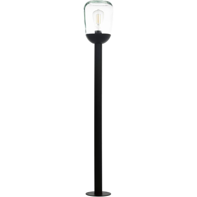 Donatori Lampada a Stelo da Esterno Vintage, Retrò, in Alluminio Nero e Vetro Trasparente, Lampada da Esterno con Attacco E27. IP44 - Eglo