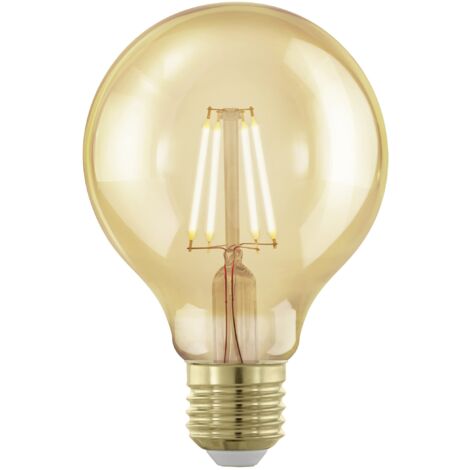 EGLO E27 LED dimmerabile, lampadina dorata vintage a globo per illuminazione retrò, 4 Watt (equivalente a 28 Watt), 300 lumen, luce bianco caldo, 1700k, lampadina Edison G80, Ø 8 cm