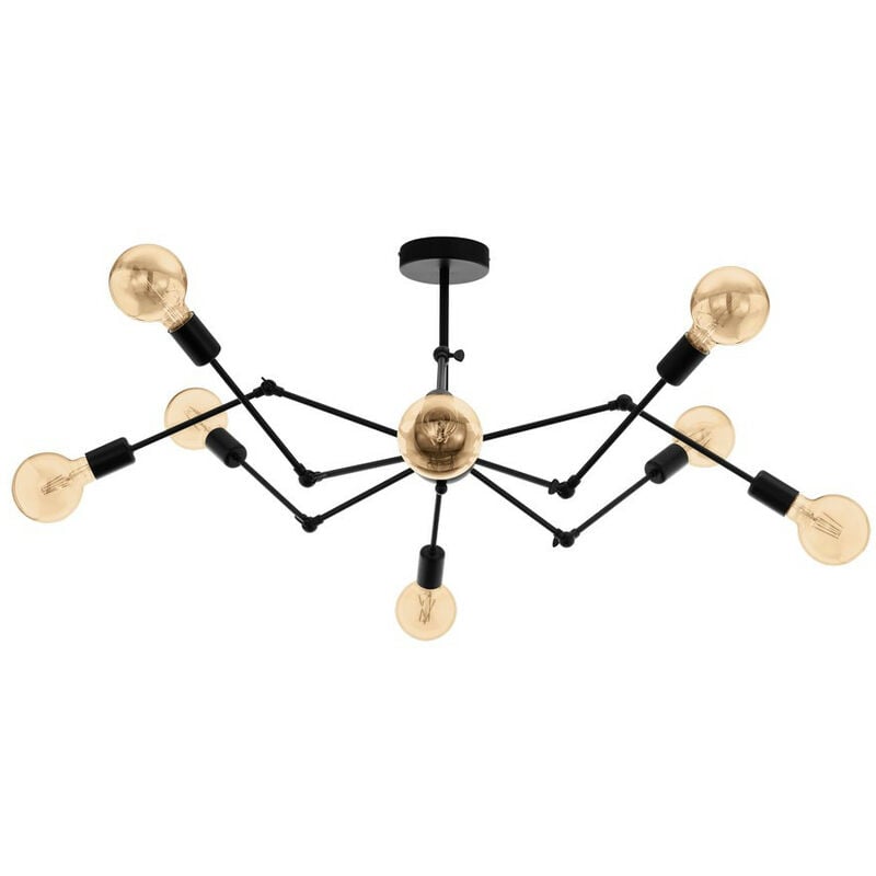 Exmoor 8 Lamp Multi Arm Semi Flush Ceiling Light Black - Eglo