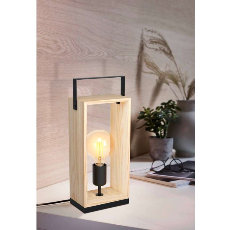 Lampada da tavolo famborough E27 40W Legno e nero