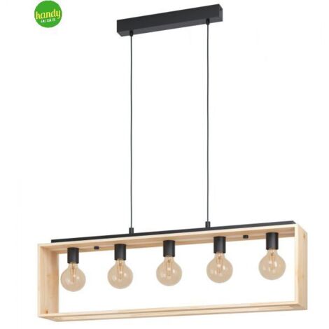 Eglo FAMBOROUGH Lampadario a Sospensione, Nero/Naturale