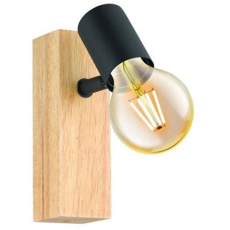 Eglo Faretto Townshend 3 - Lampada a parete legno marrone nero 165x50 mm
