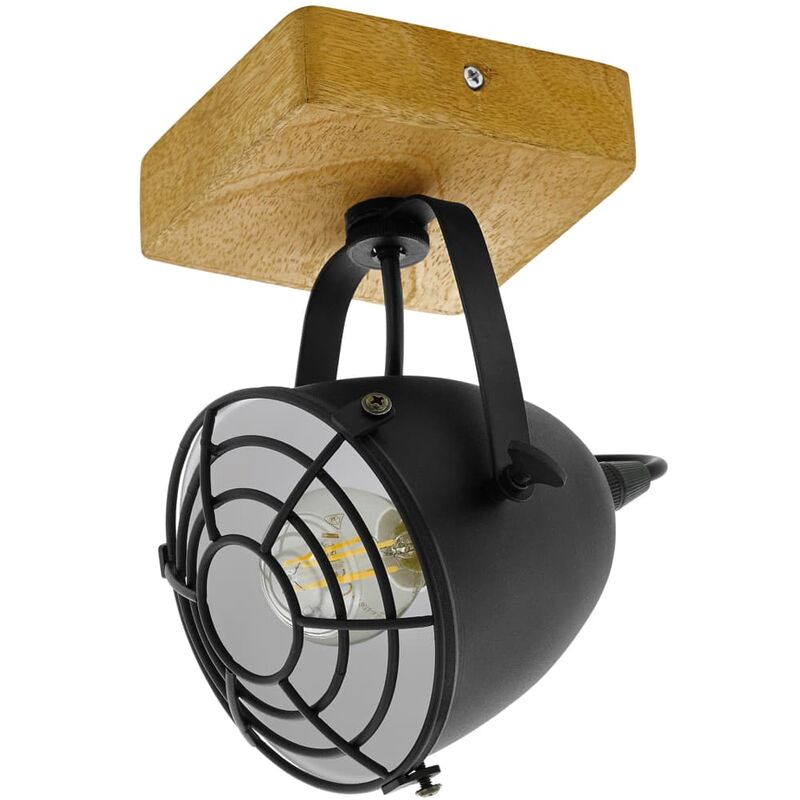 

EGLO Foco Gatebeck 1 bombilla acero y madera negro - Negro