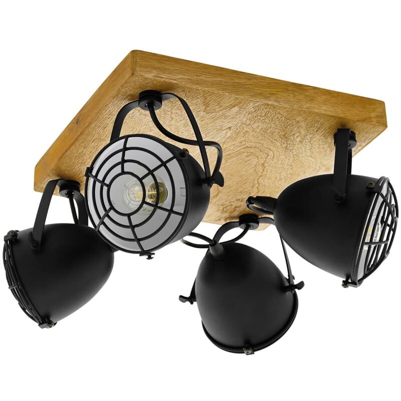 

EGLO Focos Gatebeck 4 bombillas acero y madera negro - Negro