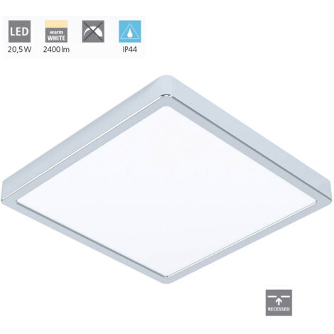 Eglo Fueva 5, LED-Deckenleuchte mit IP44-Schutz, für Bad/Küche/Schlafzimmer, 28,5x28,5x3 cm, Kunststoff, Chrom (99269)