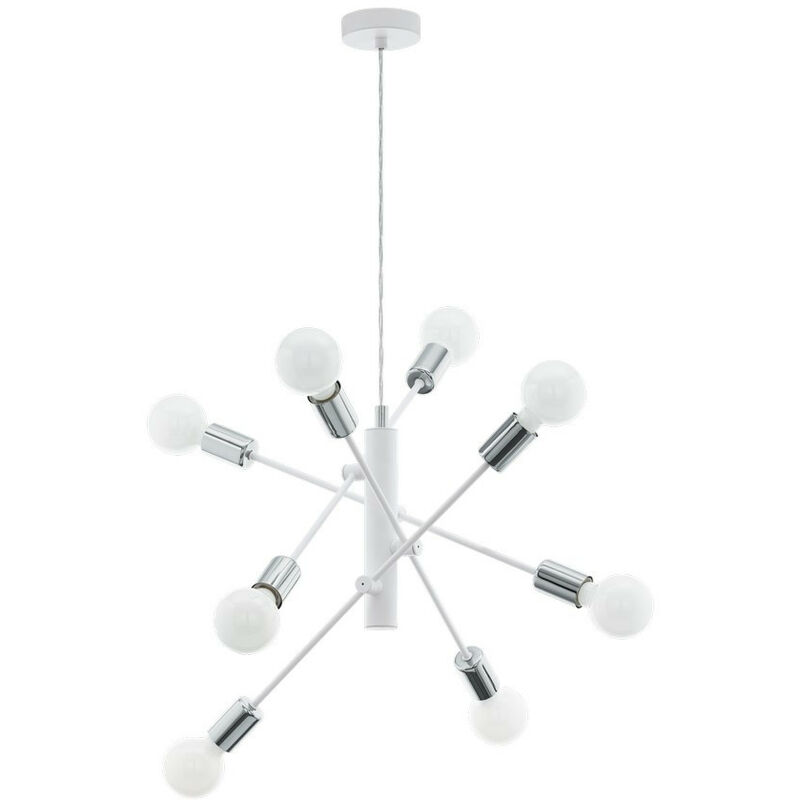 Eglo - Gradoli 8 Lamp Multi Arm Pendant Ceiling Light White, Chrome