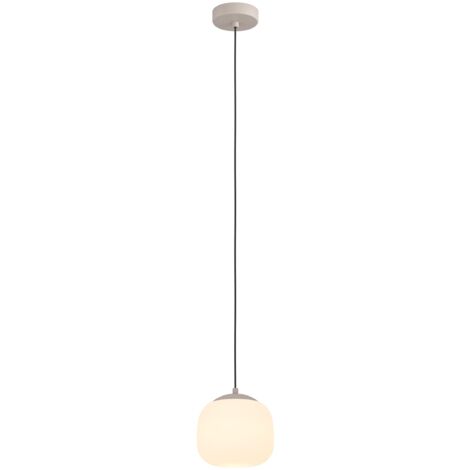 EGLO Hängelampe Cominio, 1-flammige Pendelleuchte über Esstisch, Esszimmerlampe aus satiniertem Glas und Metall in Taupe, Hängeleuchte mit E27 Fassung, Ø 18,5 cm
