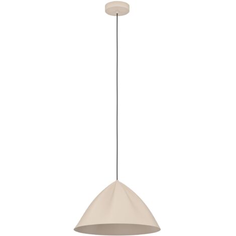 EGLO Hängelampe Podere, 1-flammige Pendelleuchte über Esstisch, Esszimmerlampe im Japandi-Design aus Metall in Sandfarben, Hängeleuchte mit E27 Fassung, Ø 42,5 cm