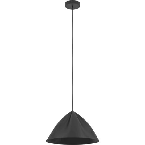 EGLO Hängelampe Podere, 1-flammige Pendelleuchte über Esstisch, Esszimmerlampe im Japandi-Design aus Metall in Schwarz, Hängeleuchte mit E27 Fassung, Ø 42,5 cm