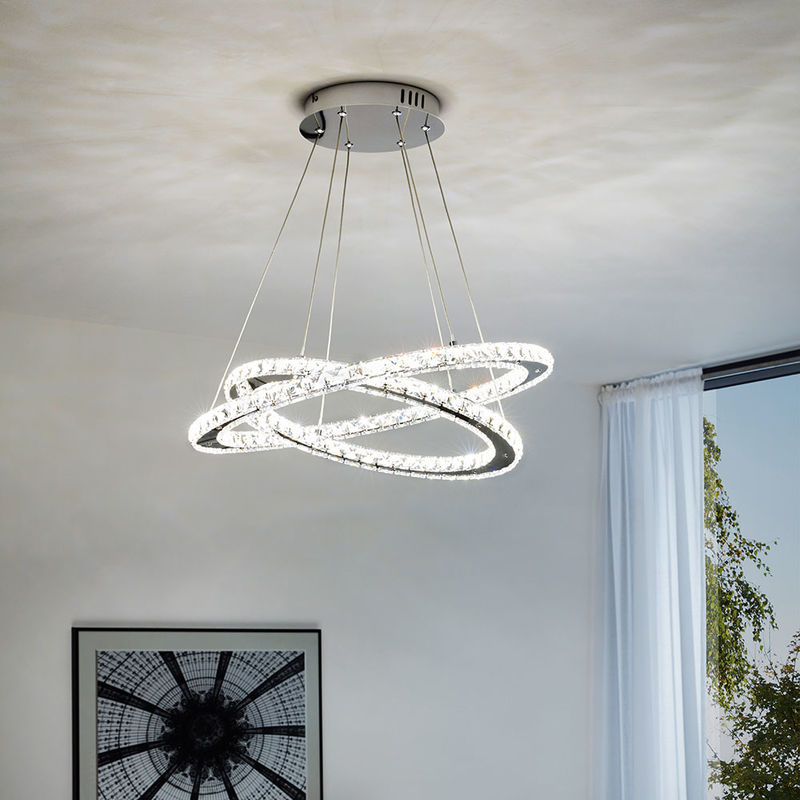 Eglo - Kristall Design LED Hängeleuchte Varrazo mit 2 Ringen
