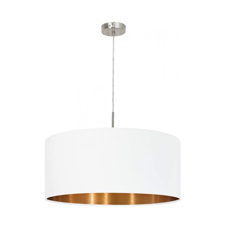 Hängeleuchte Ø 53 cm Weiß und Nickel matt mit Draht 1xE27/60W/220-240V | weiß - Eglo