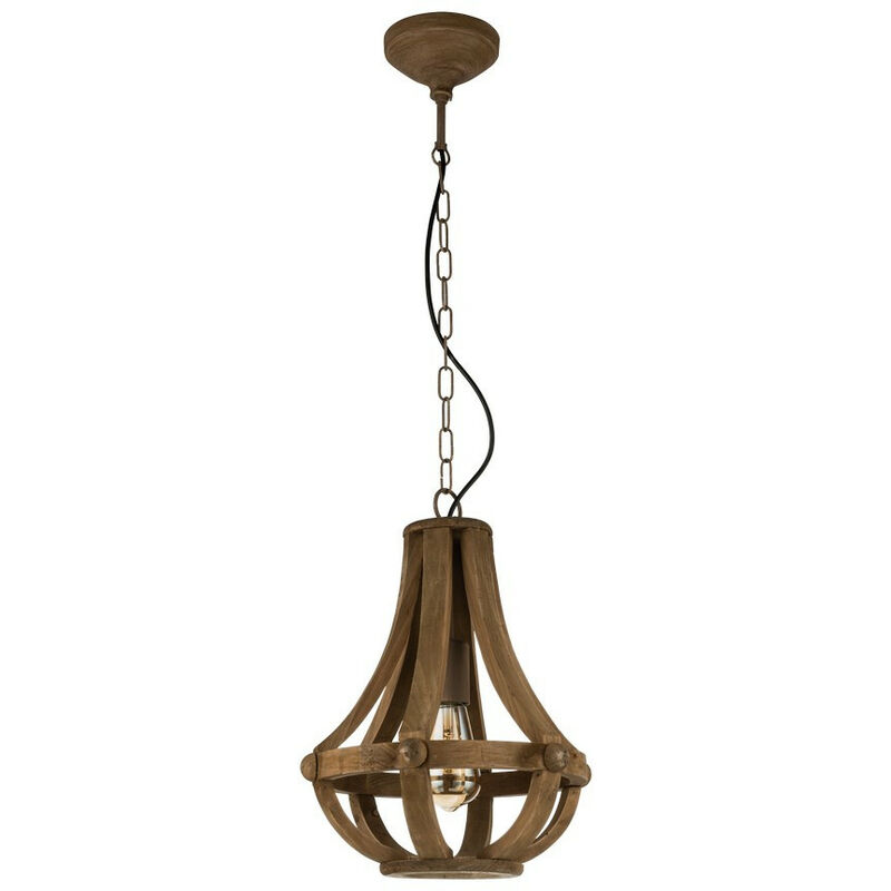 Eglo Kinross Wire Frame Pendant Ceiling Light Brown