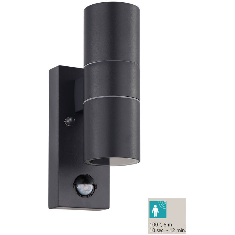 Image of Eglo - led Outdoor Wall Light riga 5 antracite chiaro l: 6.5 cm h: 21.5 cm p: 11 cm sensore IP44