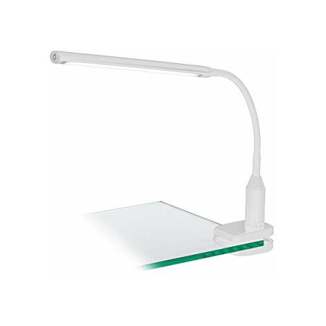 Lampada da scrivania Eglo Cajero 95695 con presa USB, Bianca e Argento,  Orientabile, Sistema LED 5W, Luce Naturale, 540 Lumen