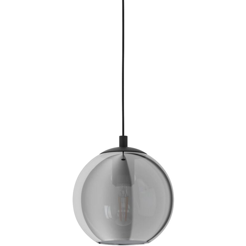 Image of Eglo - lampada a sospensione Ariscani, luce a sospensione da sala da pranzo, metallo in nero e vetro fumo in nero-trasparente, illuminazione da