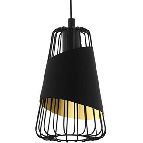 Eglo Lampada a Sospensione Austell, Ø 16.5 cm, Acciaio Tessile, Nero