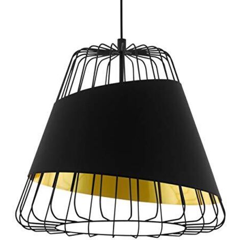 Eglo, lampada a sospensione Austell, Acciaio Tessile, Nero , Diametro 36 cm