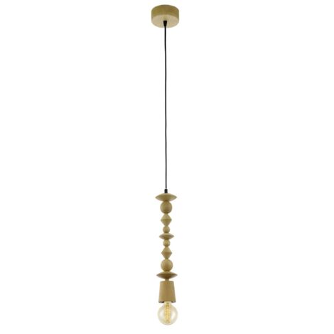 EGLO lampada a sospensione Avoltri, luce sospesa, illuminazione per soggiorno e sala da pranzo in legno di quercia, attacco lampadina E27
