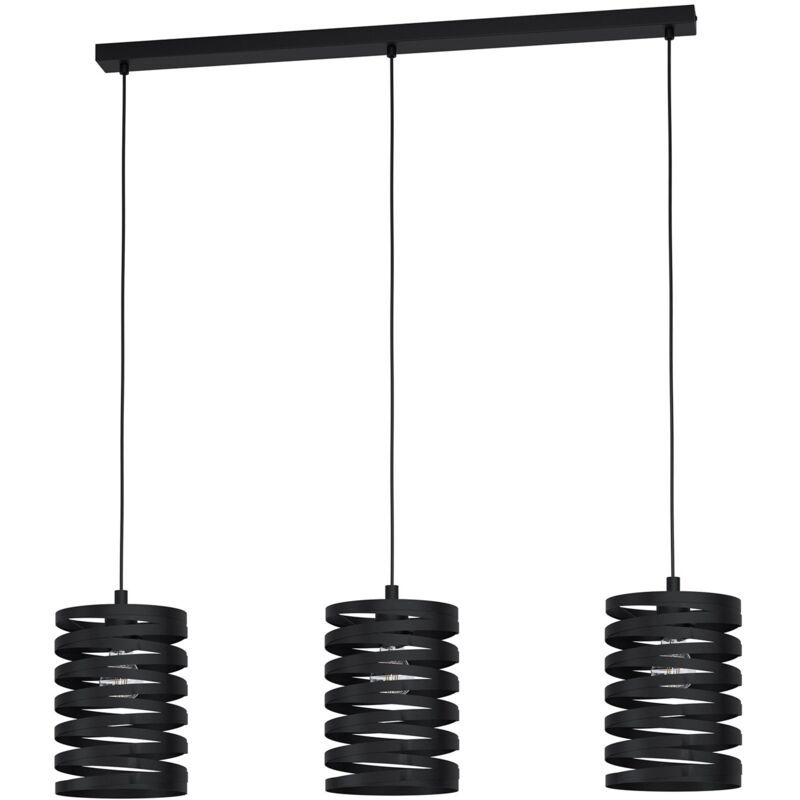 Lampadario a Sospensione Contemporaneo Cremella Acciaio Nero 3 Luci E27