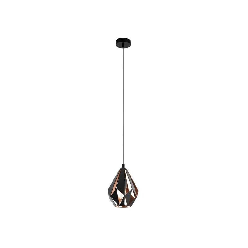 Eglo - Lampada a sospensione 110 cm in metallo nero e rame Carlton