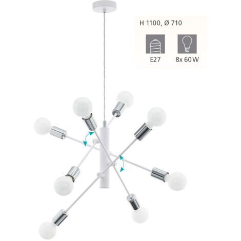 Eglo lampada a sospensione gradoli e27 8x60w lampadine escluse 98017