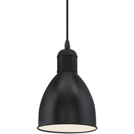 EGLO Lampada a sospensione Priddy, lampada da parete in design vintage, retrò e industriale in acciaio, nero, bianco, E27
