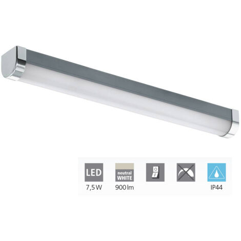 Eglo lampada a specchio a Led Tragacete 1, a luce singola in plastica, illuminazione da bagno, in metallo, resistente all'umidità, IP 44, L: 45 cm