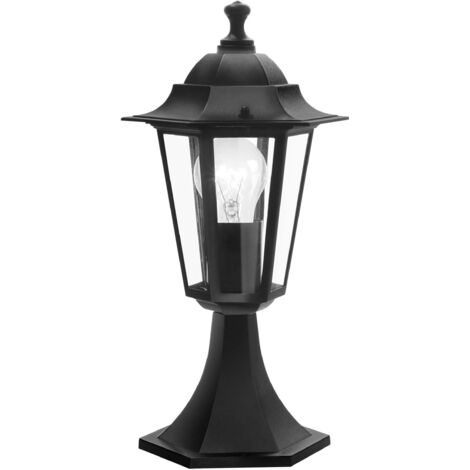 Eglo Lampada con base da esterno Laterna 4, lampada da esterno uno punto luce, lampada con base in alluminio pressofuso e vetro, nero, E27, IP44