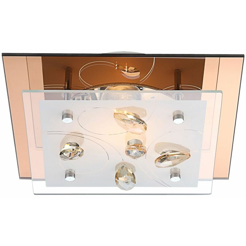 Image of Design plafoniera sala da pranzo cucina faretti lampada in vetro cristallo champagne Globo 40412