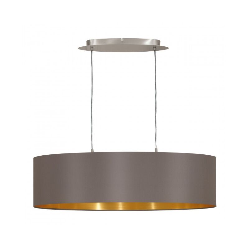 Image of Lampada a sospensione 78x22x110 cm Maserlo in metallo e tessuto cappuccino e oro con altezza regolabile - Eglo