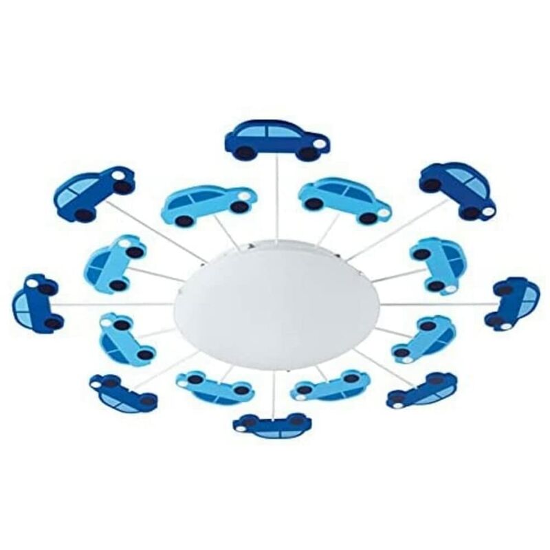 Image of La plafoniera Viki 1, lampada da parete a uno punto luce per la stanza dei ragazzi, plafoniera in acciaio, blu, satinato, bianco, E27 - Eglo