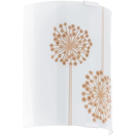 EGLO LAMPADA DA PARETE IN ACCIAIO BIANCO E VETRO STAMPATO BIANCO E MARRONE 18X21 cm