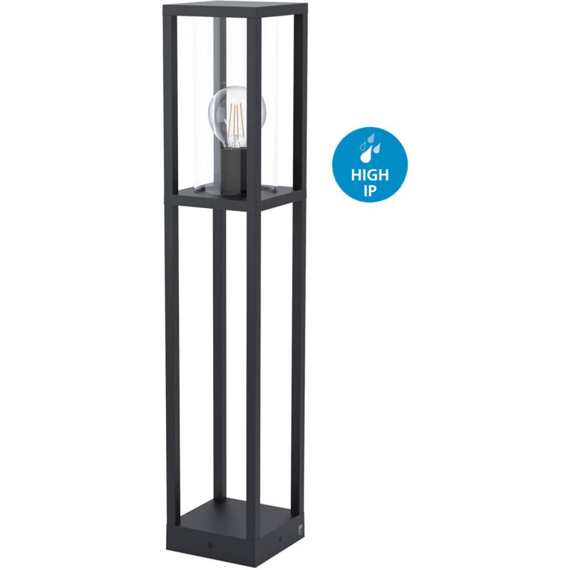 Eglo - Piantana Esterno Contemporaneo Cascinetta Alluminio Nero Vetro Bianco 1 Luce E27