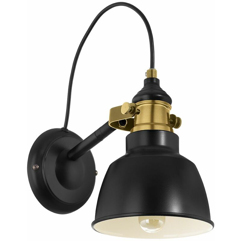 Image of Vintage lampada da parete thor ford l: 14,5 cm dimmerabile in nero, brunito