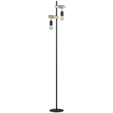 EGLO Lampadaire Droit Industriel, Bois, Marron, Eglo Townshend