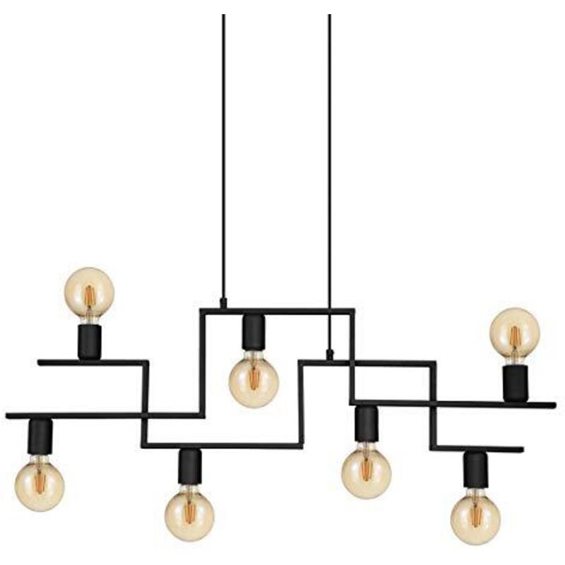 Eglo - Lampadario a Sospensione Vintage Fembard Acciaio Nero 7 Luci E27