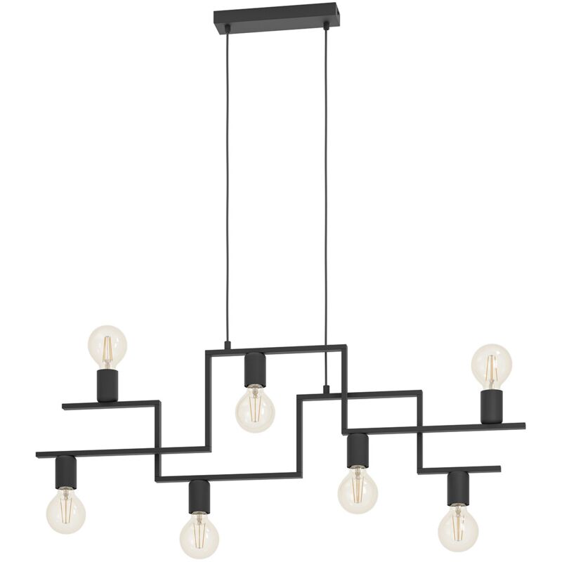 Lampadario a Sospensione Vintage Fembard Acciaio Nero 7 Luci E27