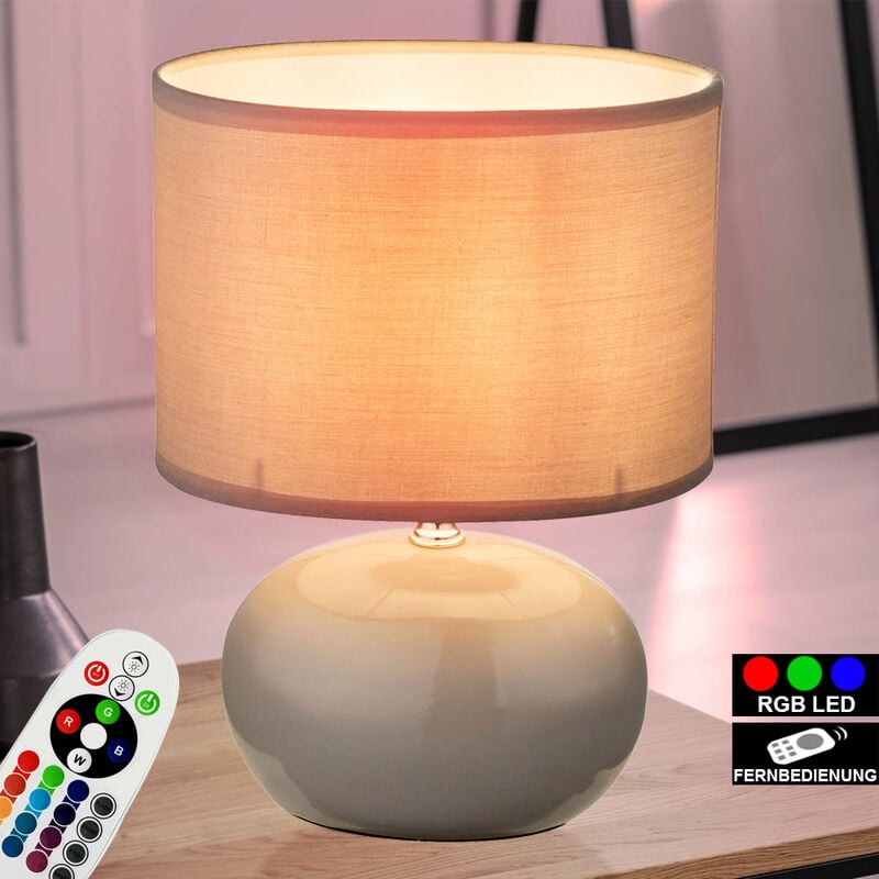 

Lámpara de mesa de cerámica CONTROL REMOTO Lámpara de lectura textil REGULABLE en un juego que incluye lámparas LED RGB