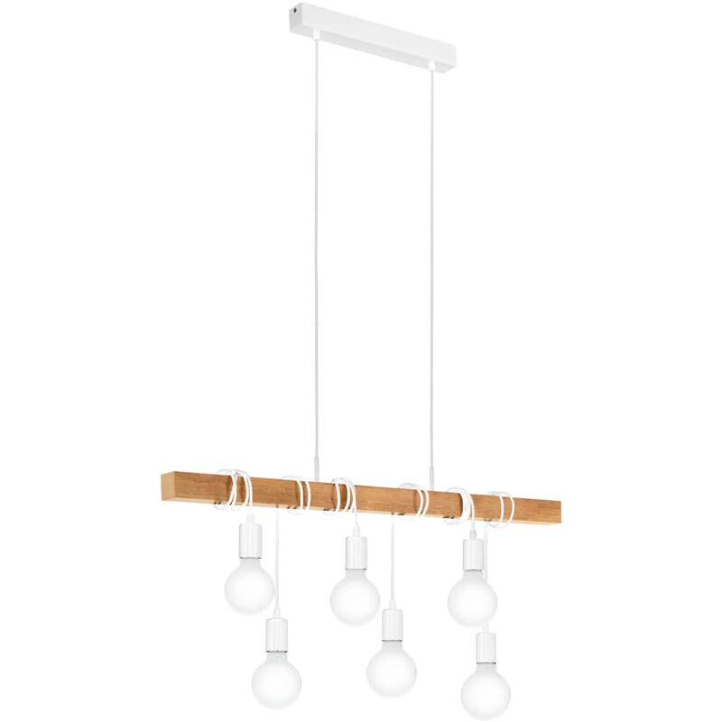 

Lámpara colgante Townshend 6 bombillas madera blanco y beige - Blanco - Eglo