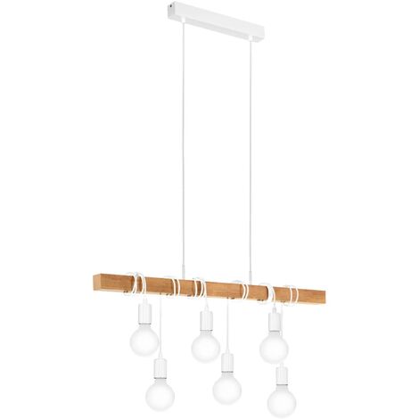 EGLO Lámpara colgante Townshend 6 bombillas madera blanco y beige