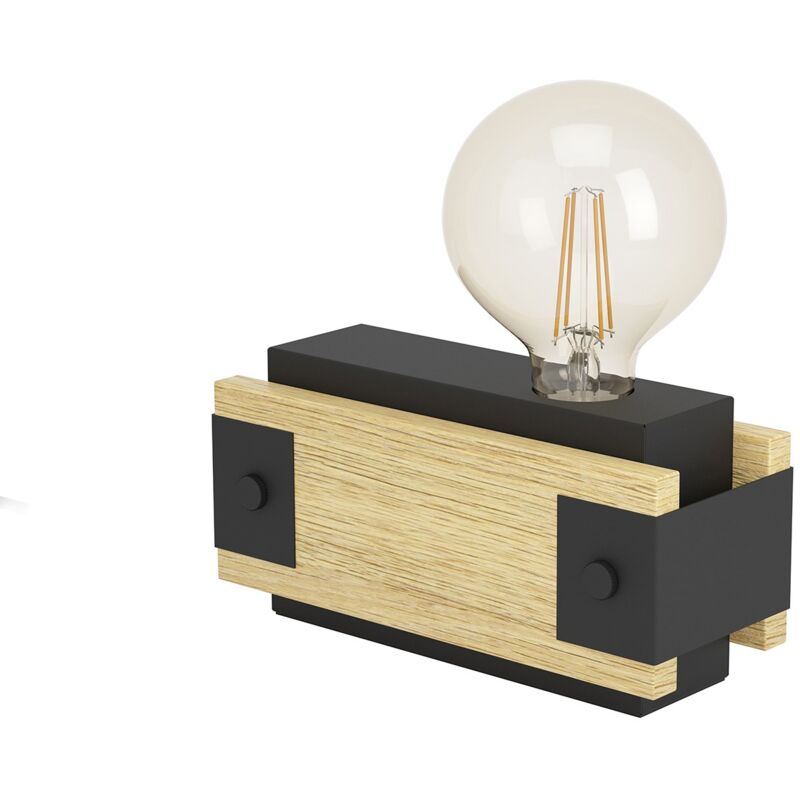 Lampada Da Tavolo Vintage Layham Legno Marrone 1 Luce E27