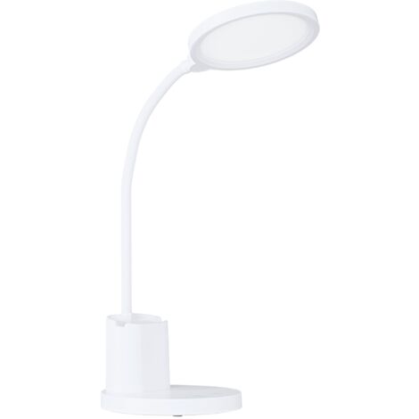 EGLO LED Akku Tischlampe Rehamna, aufladbare Nachttischlampe touch dimmbar, Schreibtischlampe Büro mit USB Ladefunktion, Kunststoff in Weiß, warmweiß-kaltweiß