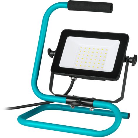 EGLO LED Baustrahler, tragbare Arbeitsleuchte aus Aluminium und Kunststoff, Arbeitsscheinwerfer in türkis und schwarz, Werkstattlampe schwenkbar, IP65, neutralweiß, 2500lm