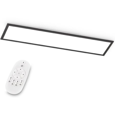 EGLO LED Büro-Deckenleuchte Bottazzo, mit Fernbedienung, 3200 Lumen, Deckenlampe flach 100x25 cm, Lampe Decke Wohnzimmer, Panel dimmbar, Küchenlampe warmweiß – kaltweiß, Schwarz