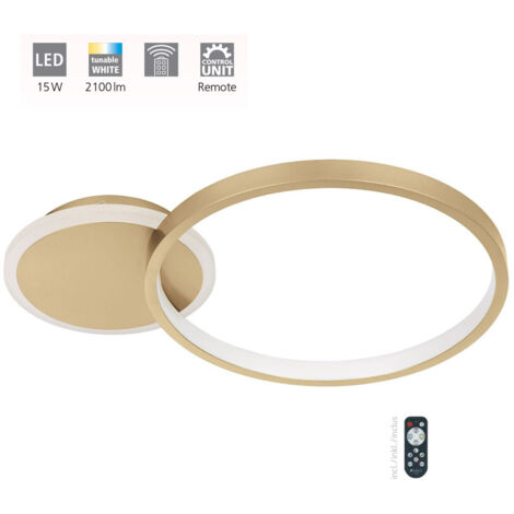 Eglo LED CCT Deckenleuchte Gafares weiß-gold 40,5 x 29 cm gold, weiß Deckenlampen & Kronleuchter